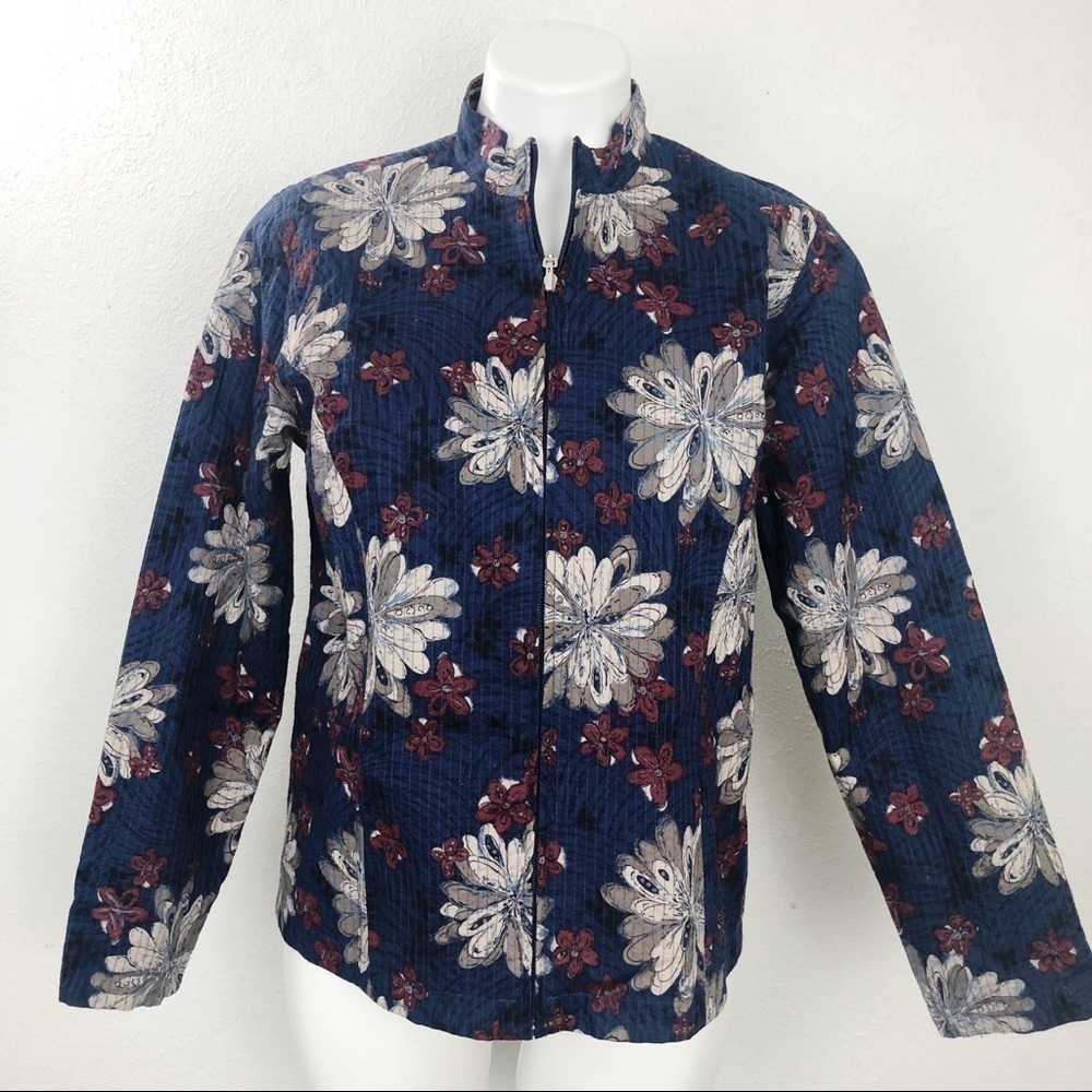 Coldwater Creek Reversible Blue Tan Wine Jacket Size P Med